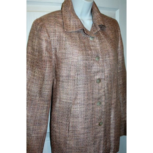 ANN FREEDBERG size 8 pale pink and tan  skirt suit - Picture 4 of 10